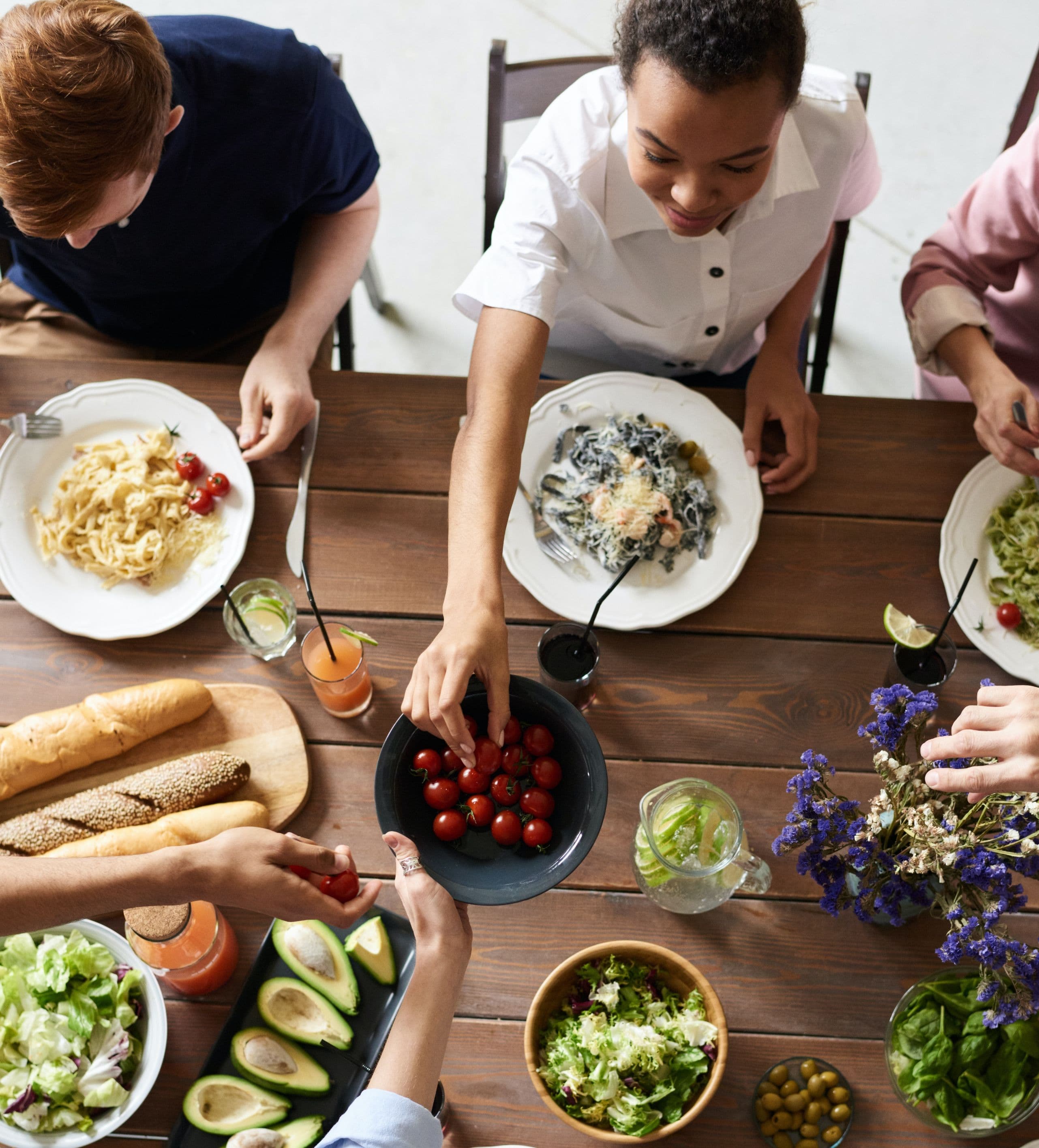 family gathered at the table